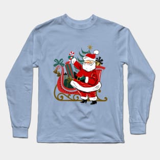 Mid-Century Santa & Sleigh Long Sleeve T-Shirt